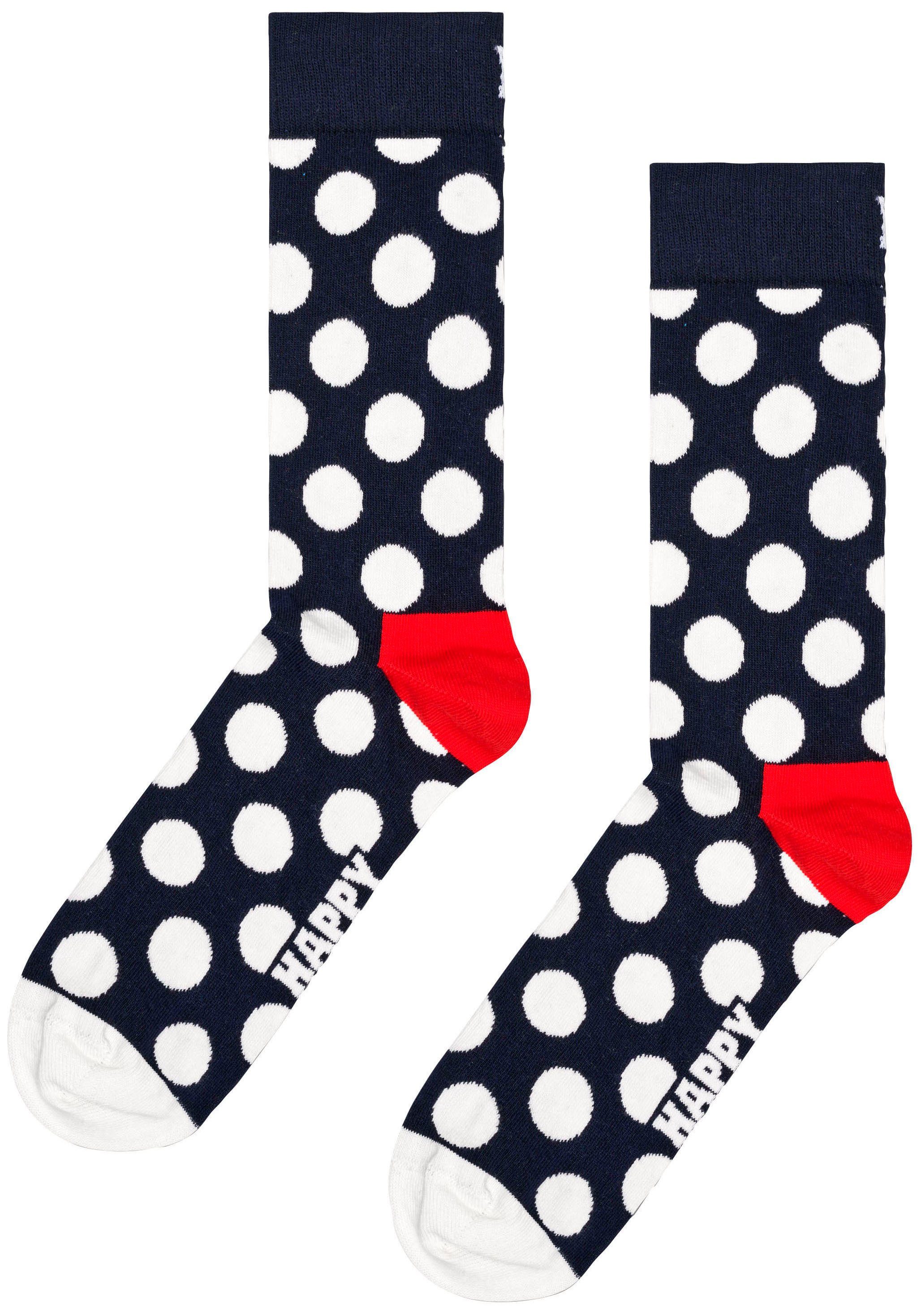 Stripes Dots Classic & Happy Socks blue, dark Socken white, Socks Big red Dot 2-Paar) (Packung,