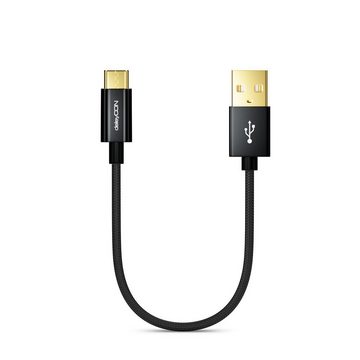 deleyCON deleyCON USB C Kabel 0,15m Nylon + Metallstecker auf USB 2.0 (Typ-A) Smartphone-Kabel