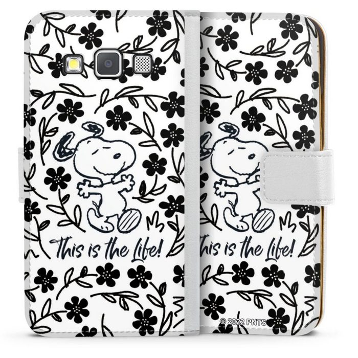 DeinDesign Handyhülle Peanuts Blumen Snoopy Snoopy Black and White This Is The Life Samsung Galaxy A3 (2015) Hülle Handy Flip Case Wallet Cover