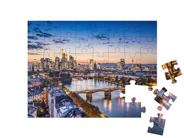 puzzleYOU Puzzle Abendliche Stimmung über Frankfurt am Main, 48 Puzzleteile, puzzleYOU-Kollektionen Frankfurt, Deutsche Städte, Skyline Frankfurt