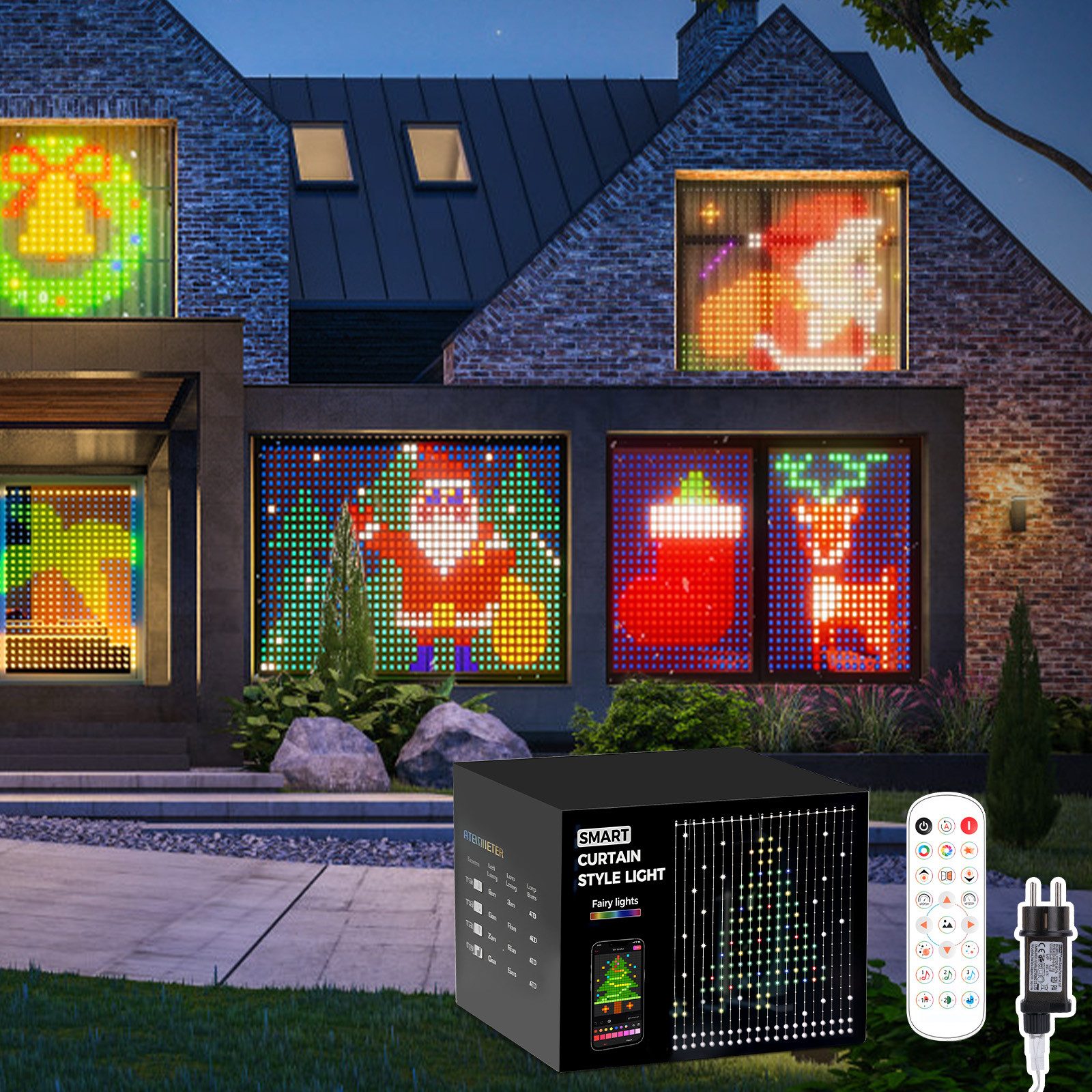 XERSEK Lichtervorhang LED Vorhanglichter Lichterkette, DIY Szenen, RGB, Fernbedienung, 200-400 LEDs Lichtervorhang 72 Modi Musik Sync, IP65,  Für Weihnachten
