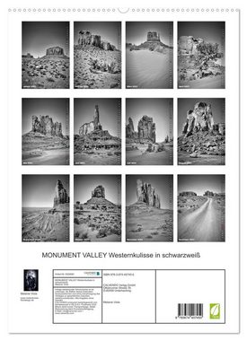 CALVENDO Wandkalender MONUMENT VALLEY Westernkulisse in schwarzweiß (Premium, hochwertiger DIN A2 Wandkalender 2023, Kunstdruck in Hochglanz)