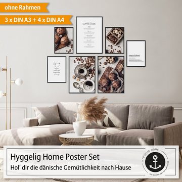 Hyggelig Home Poster, Essen (Set, 7 St), Knickfreie Lieferung Qualitätsdruck Dickes Papier