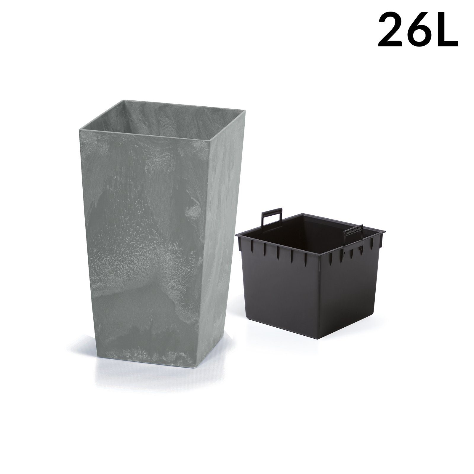 26L Inkl. Betonoptik Deuba Pflanzkübel, Einlegeboden Outdoor 50x26,5x26,5cm Indoor Grau