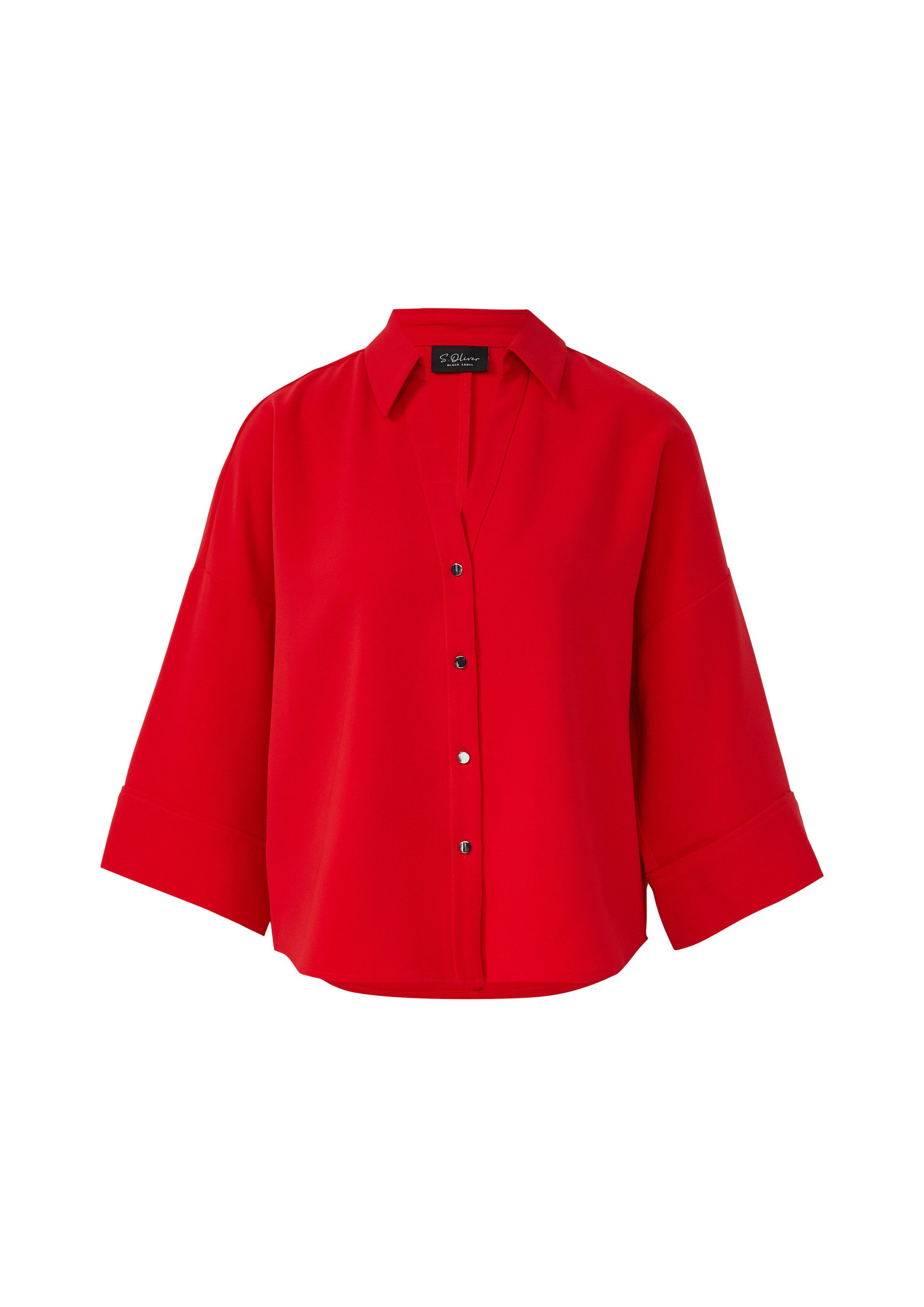 s.Oliver Kurzarmbluse Bluse Festliche Crêpe-Bluse mit 3/4-Ärmeln
