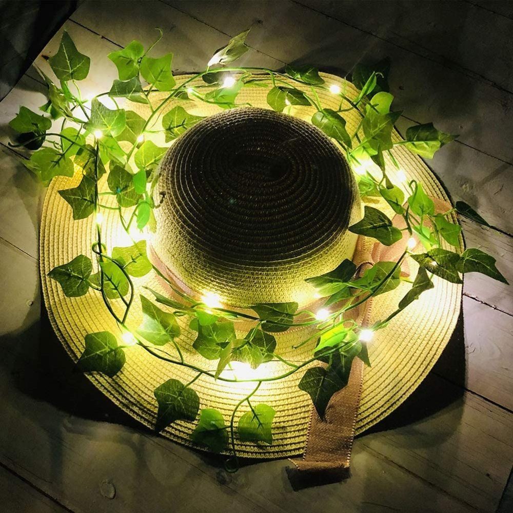 Lichterkette Jormftte Efeu Blättern,LEDs Blumen mit Lichterkette