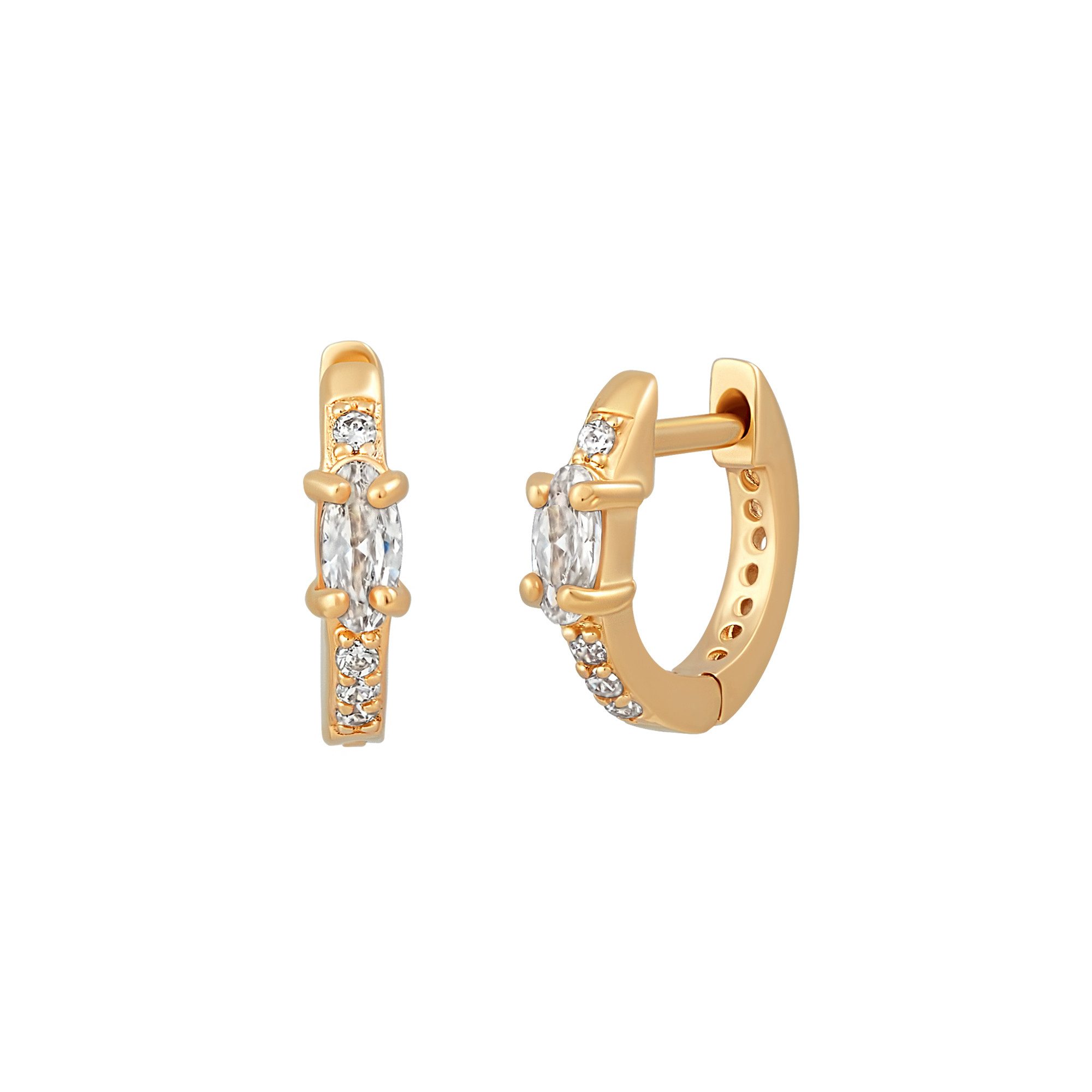 Paar Creolen 925 Silber vergoldet Zirkonia