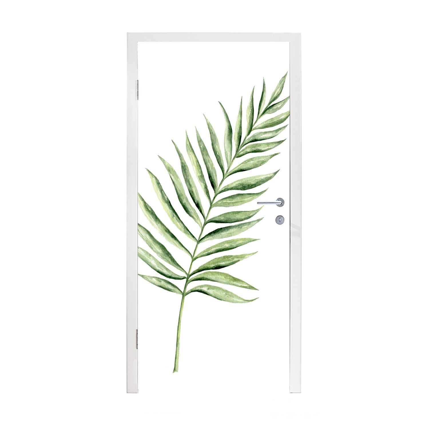 MuchoWow Türtapete Pflanze - Aquarell, Matt, bedruckt, (1 St), Fototapete für Tür, Türaufkleber, 75x205 cm