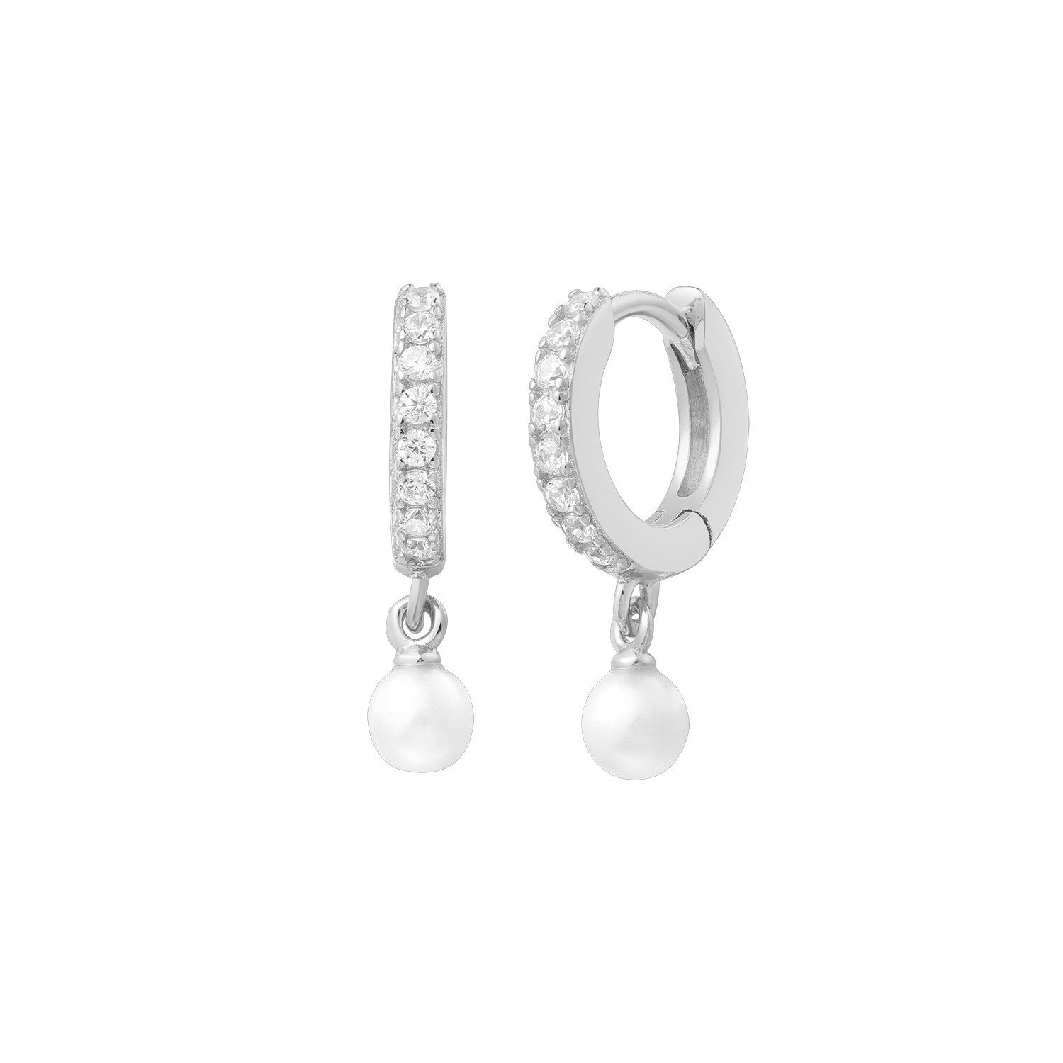 XENOX Paar Creolen Creolen Ohrringe Damen Süßwasserperle Sterling-Silber XS10307