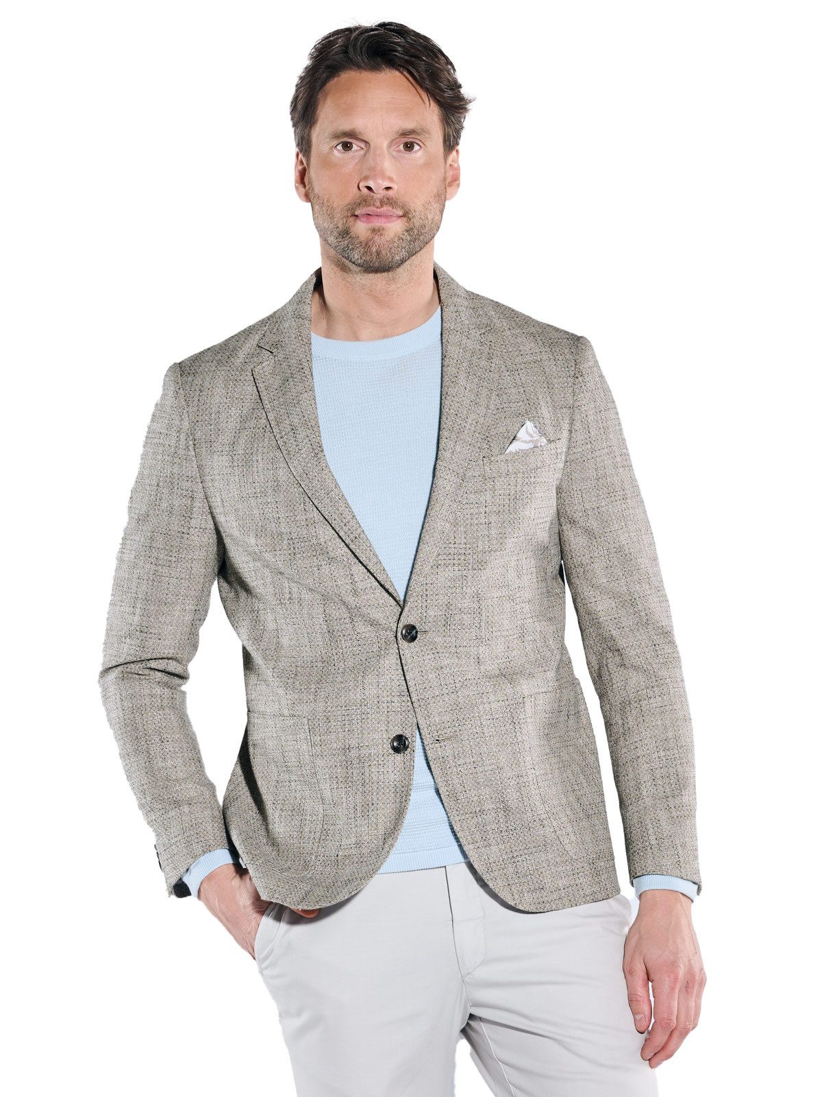 Engbers Sakko engbers Herren Freizeit-Sakko strukturiert, Hellbraun günstig online kaufen