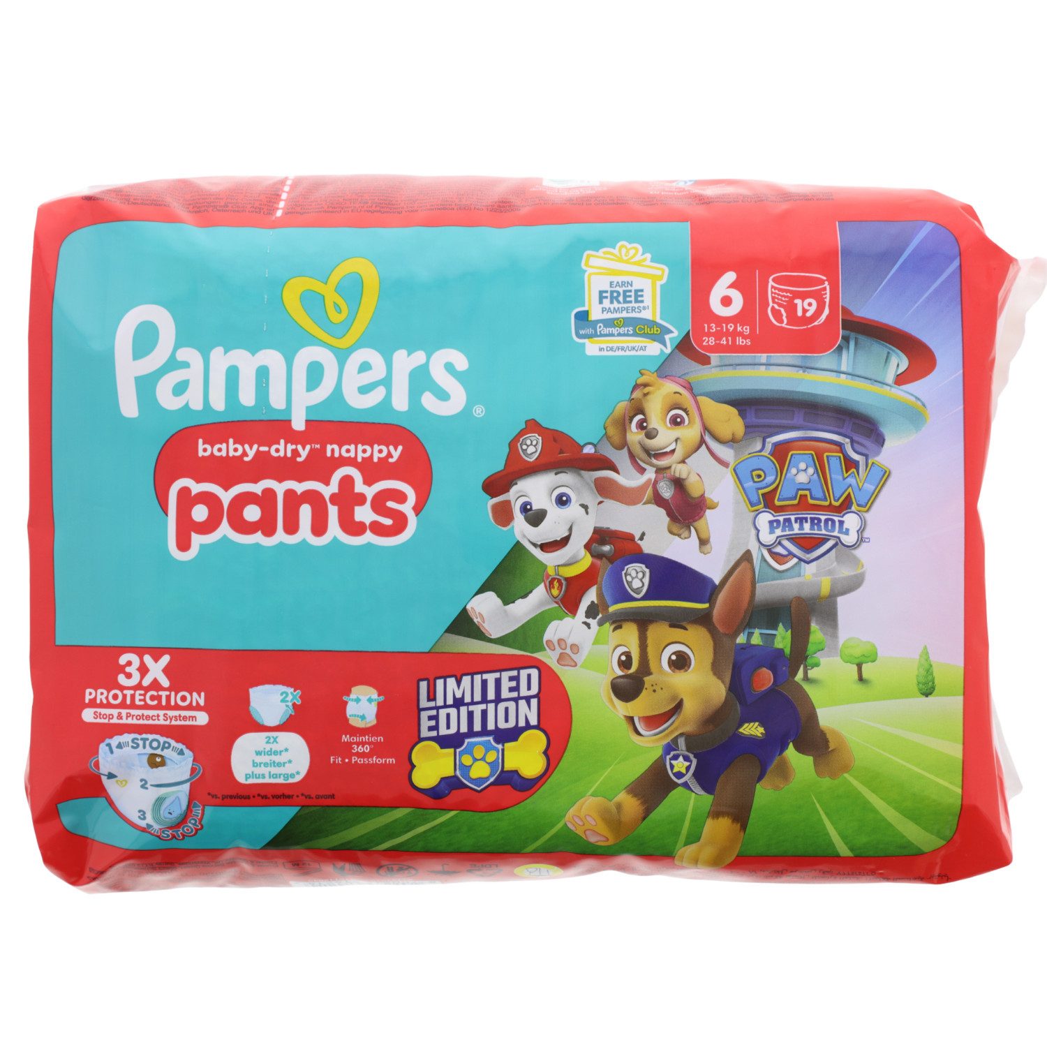 Pampers Windeln Pampers Baby Dry Nappy Pants 19 Windeln Paw Patrol Edition Grösse 6 13