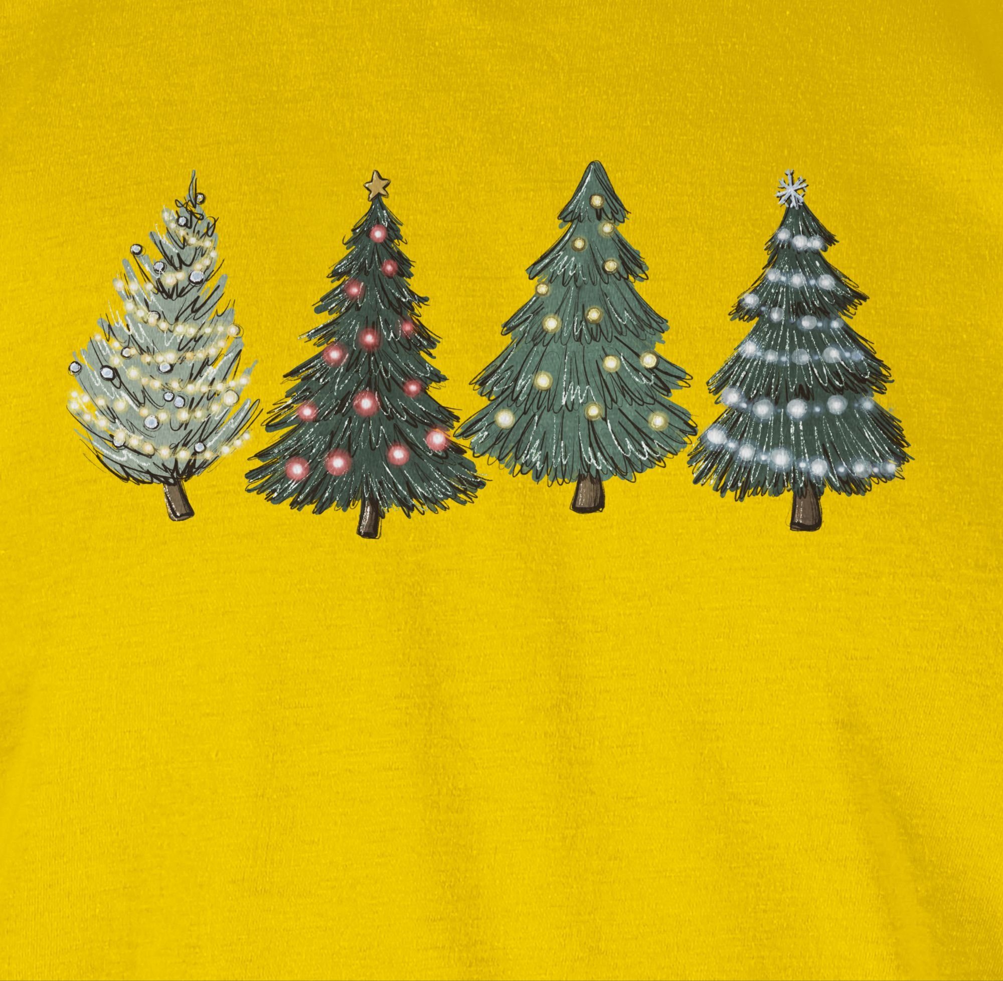 Gelb Shirtracer T-Shirt 02 Kleidung Weihachten Weihnachtsbäume