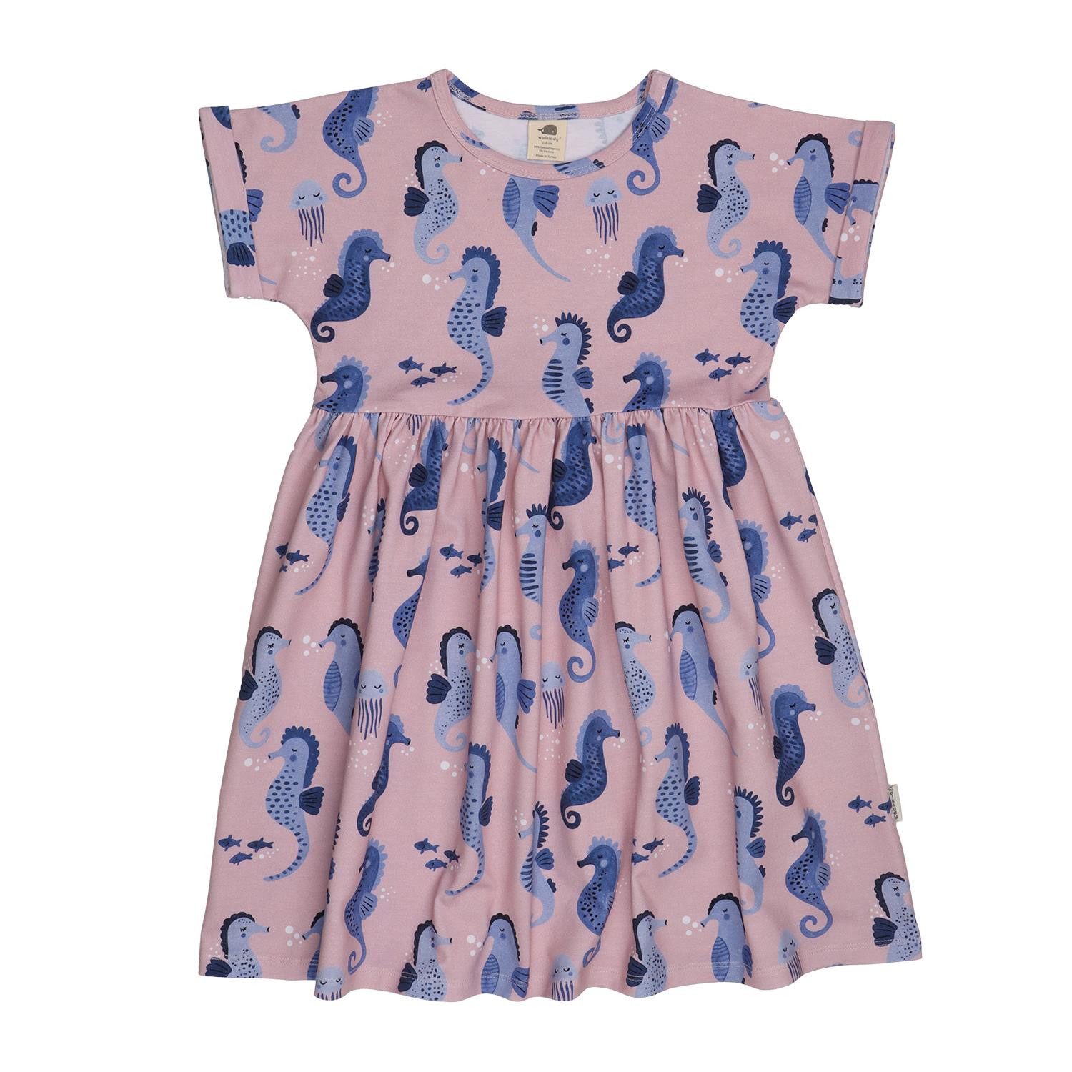 Jerseykleid Bio-Baumwollkleid mit Seepferdchen-Motiv