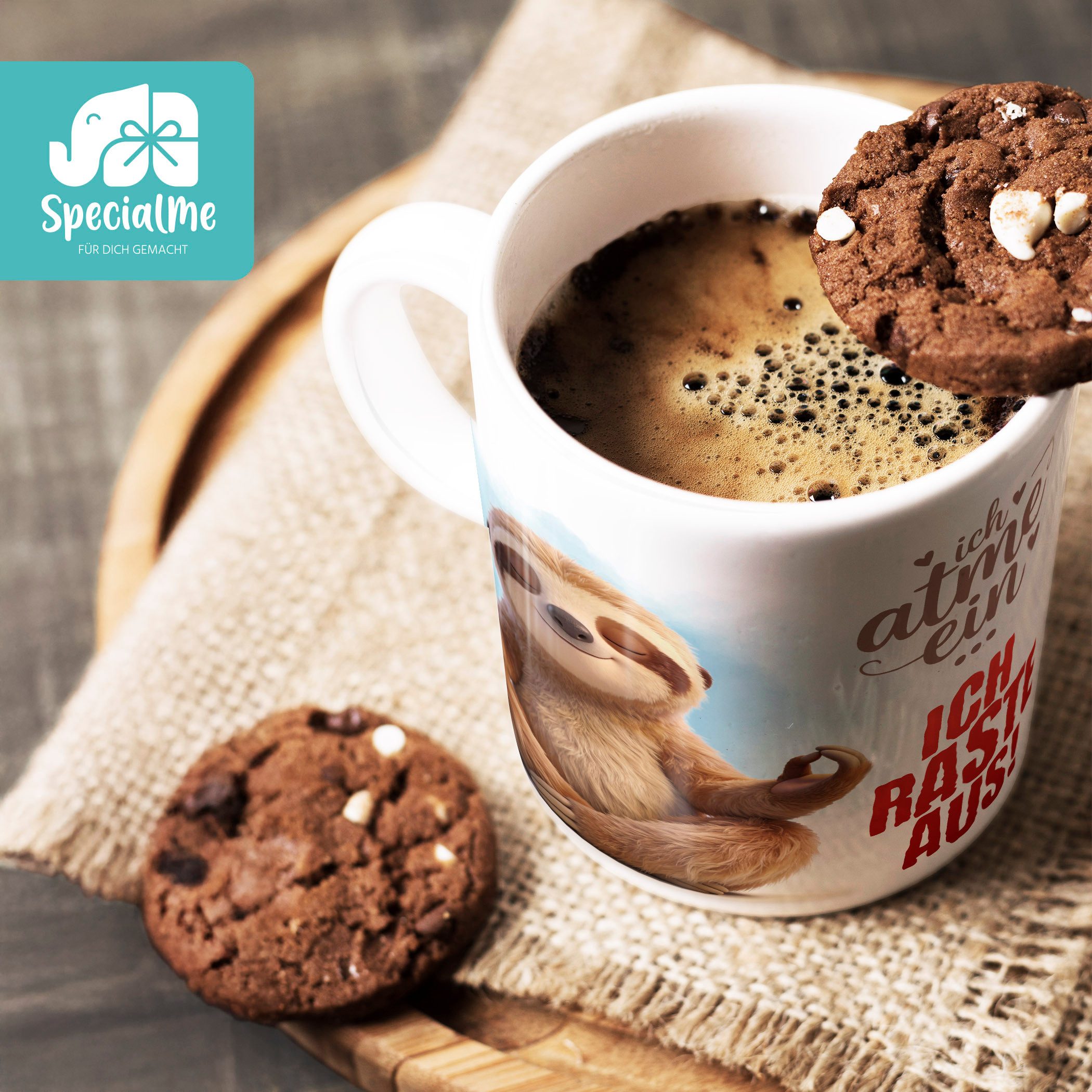 SpecialMe Tasse Tasse Faultier Spruch - Ich atme ein, ich raste aus -Bürotasse, Keramik – Bild 5 von 5