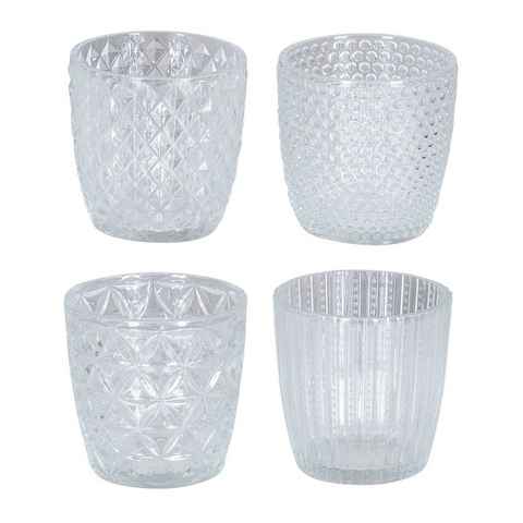 Levandeo® Teelichthalter, 4er Set Windlicht H7,5cm Glas Klar Teelichthalter Tischdeko Kerzen