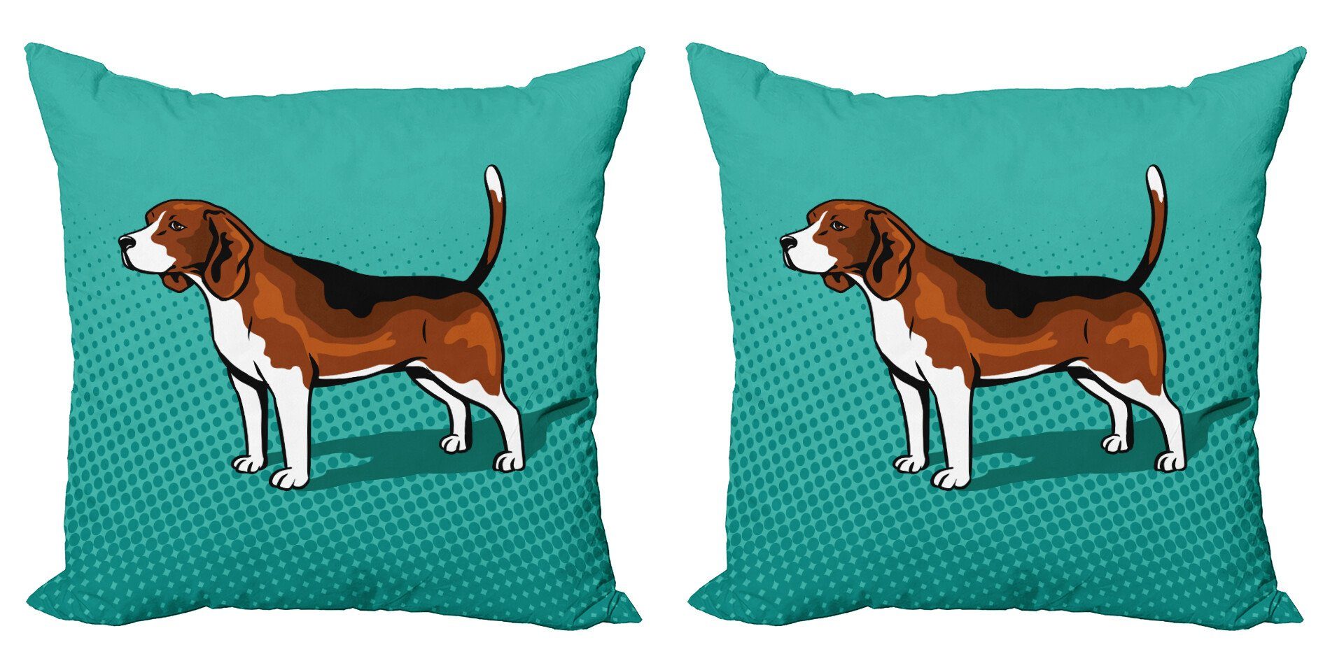 Doppelseitiger Kissenbezüge Digitaldruck, Abakuhaus Halbton-Hundezucht-Grafik Stück), (2 Modern Accent Beagle
