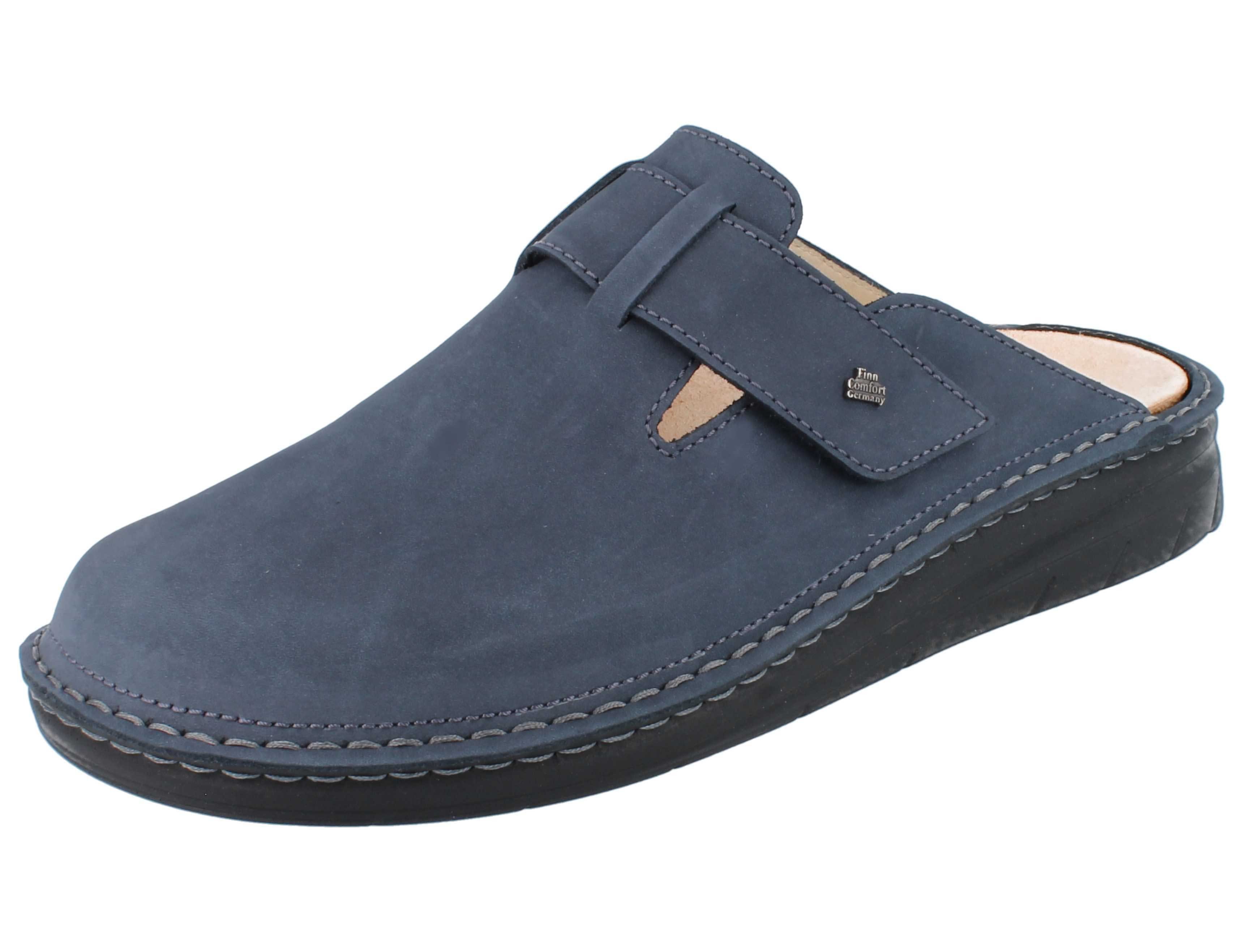 FINN COMFORT Petare Damen Herren Clog marineblau Nubukleder - Größe: Hausschuh