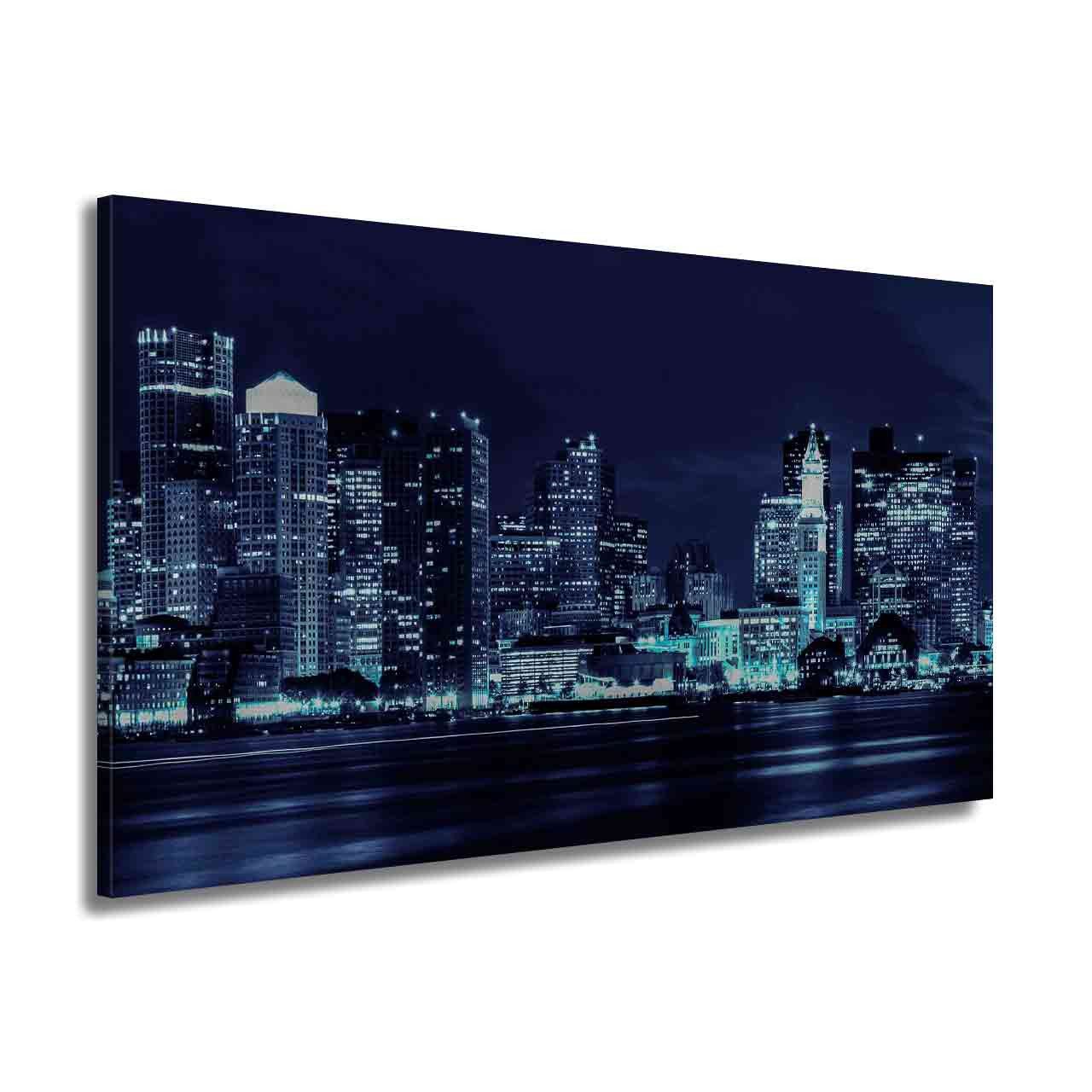 Artedinoi Leinwandbild New York Manhattan Skyline Nacht Leinwandbild Wandbild XXL Deko, Manhattan-Skyline, New York