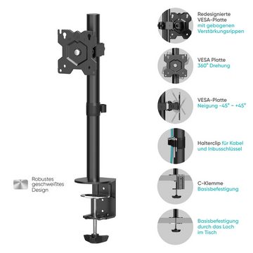 ONKRON D101E-BLK Monitor-Halterung, (bis 34,00 Zoll, Monitor Halterung ein Arm, D101E-BLK Monitor Halterung ein Arm, neigbar (kippbar) -45° bis +45°; schwenkbar (360)