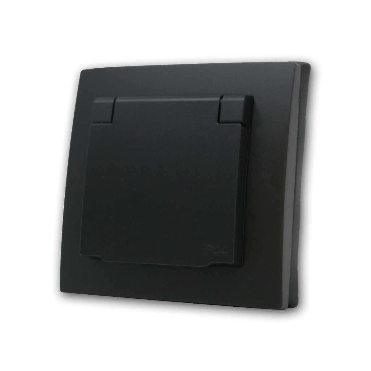 McPower FLAIR Steckdose IP44 schwarz, 250V~/16A, Schraubkl Unterputzschalter