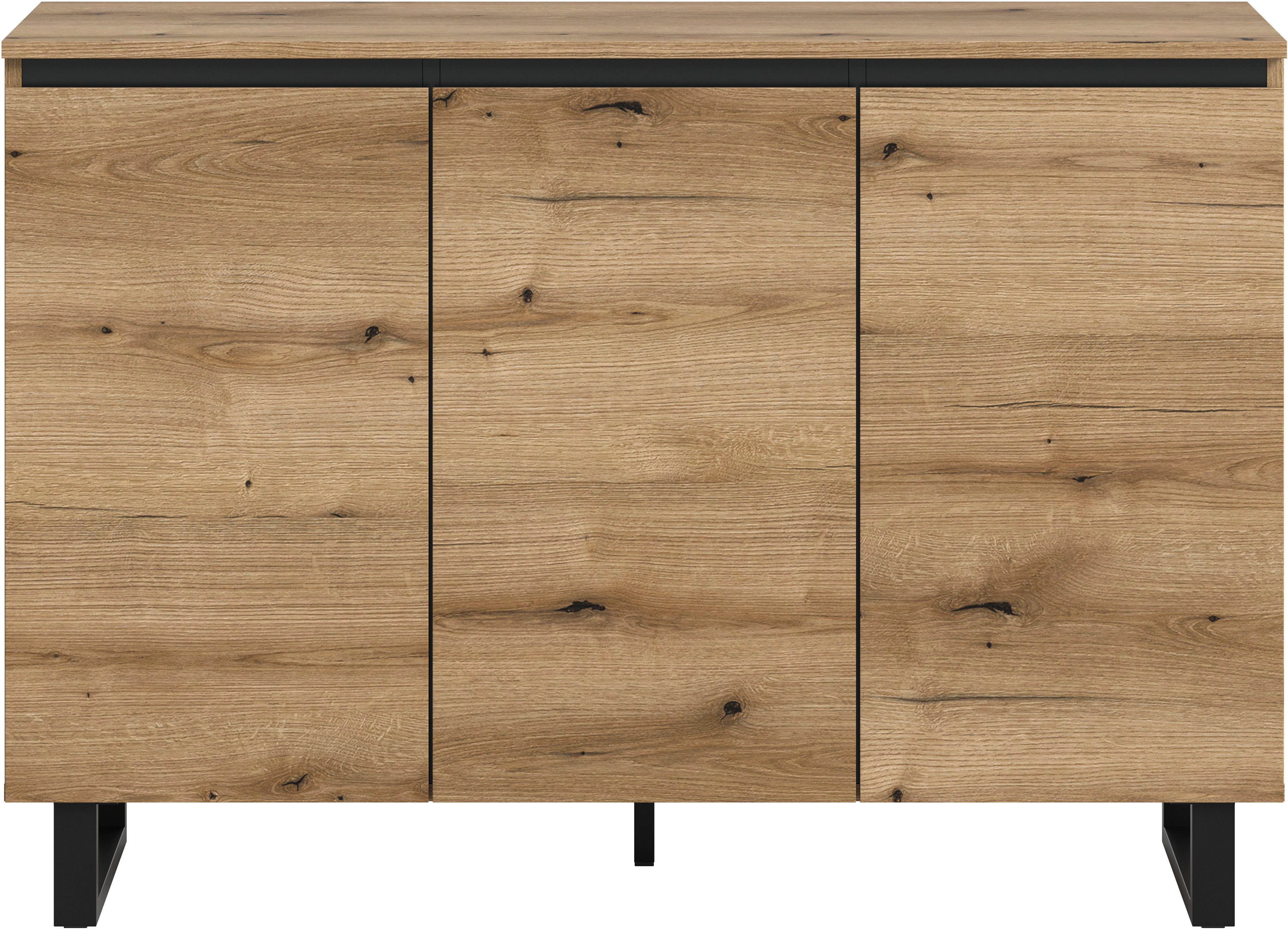 Home affaire Sideboard TOMA, Breite: 120 cm, mit Metall-Kufen-Fuß, 3 Türen, 3 Einlegeböden, Anrichte, Kommode, Schrank, Board, Higboard