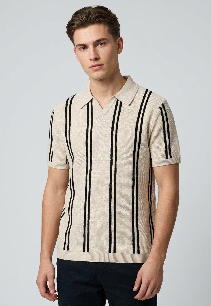 Poloshirt Strick-Poloshirt mit Streifen