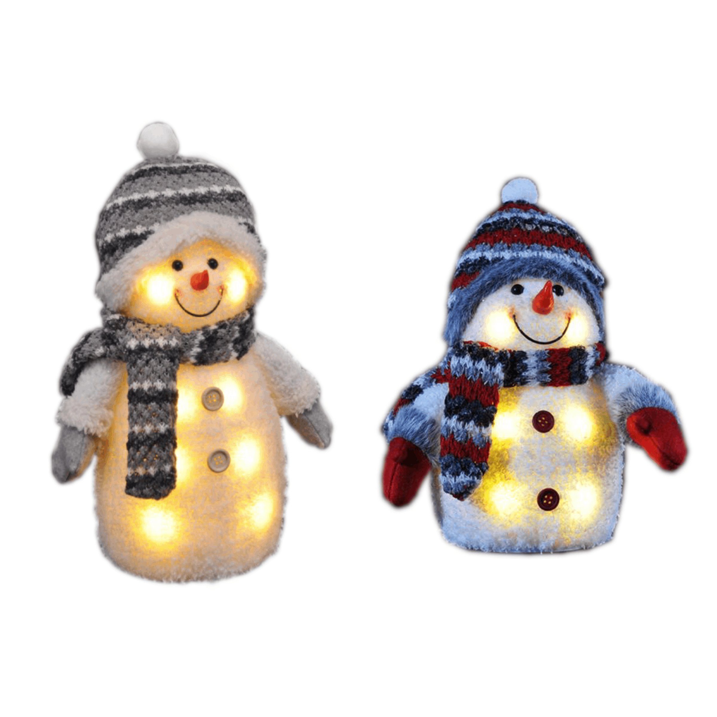 LED-Dekofigur 2er Deko Schneemann Set Weihnachtsdeko Figur
