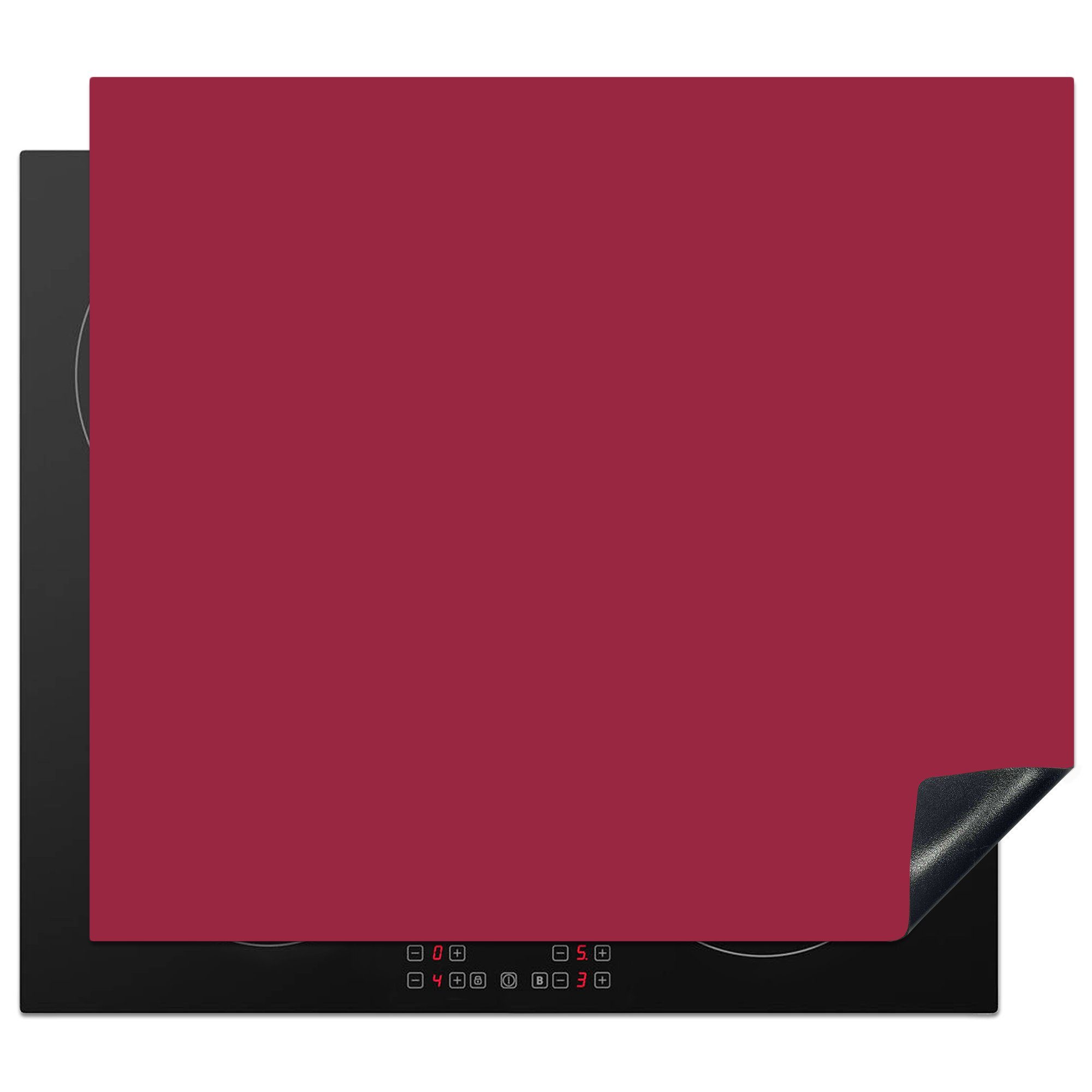 Vinyl, cm, 60x52 MuchoWow (1 Einfarbig, Herdblende-/Abdeckplatte tlg), Ceranfeldabdeckung - Rot nutzbar, Mobile Arbeitsfläche