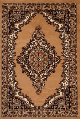 Orientteppich Kurzflor Teppich, Vimoda, rechteckig, Höhe: 8 mm, mit Kunstvollem, Beige, Klassisch, mit Bordüre, Wohnzimmer