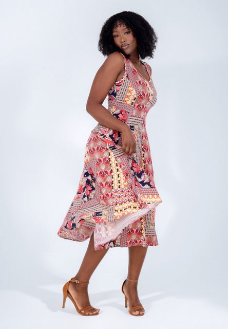 YC Fashion & Style Sommerkleid mit Rundhalsausschnitt und farbenfrohem Patc günstig online kaufen