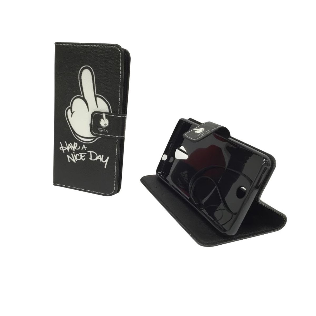 König Design Handyhülle Wiko Tommy, Wiko Tommy Handyhülle Bookcover Schwarz