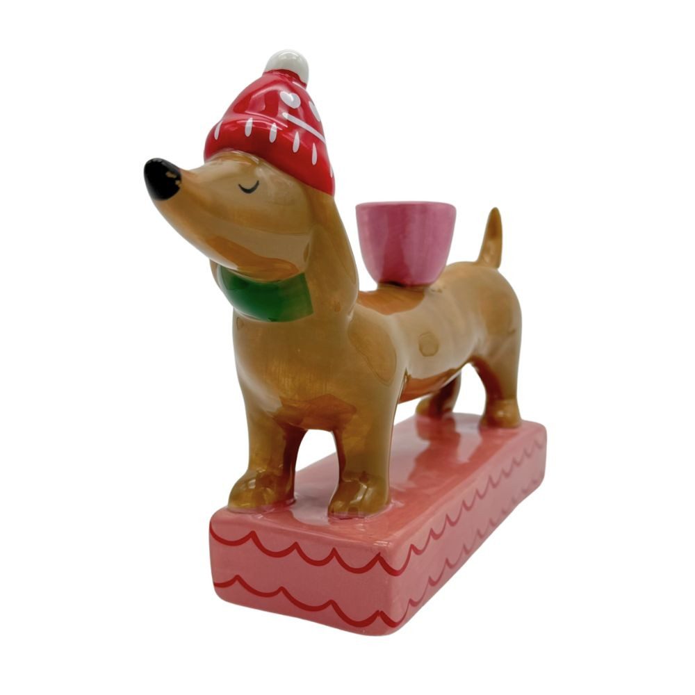 Mica Decorations Kerzenhalter Großer Dackel mit roter Mütze (1 St), Für Sta günstig online kaufen