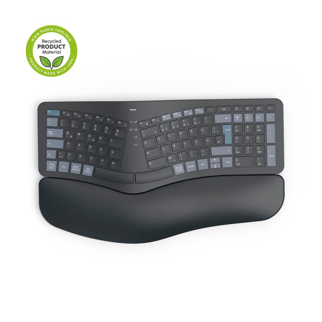 Hama Ergonomische Tastatur (kabellos, Multi Device, 2x Bluetooth, 1x Funk) ergonomische Tastatur