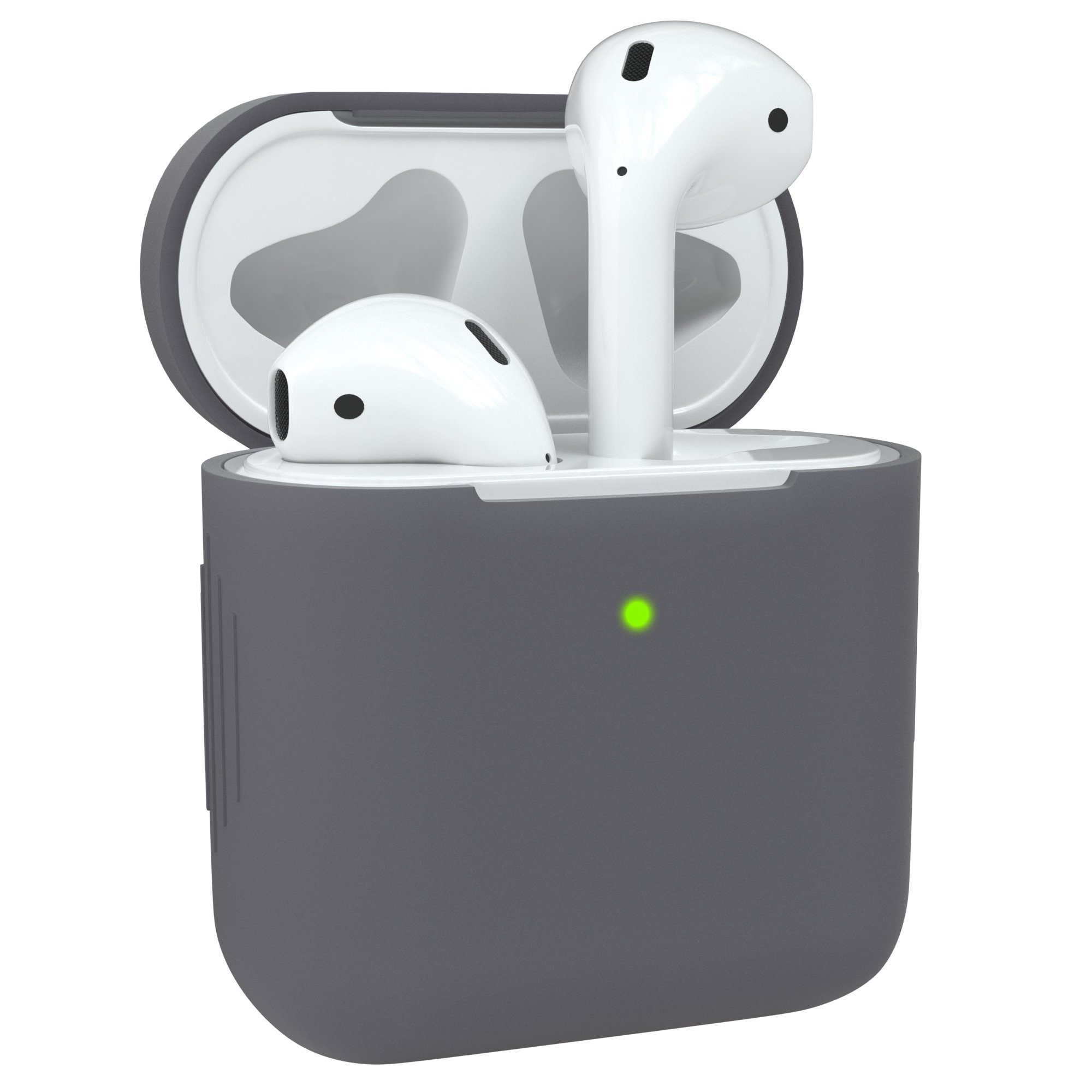 EAZY CASE Kopfhörer-Schutzhülle Silikon Hülle kompatibel mit Apple AirPods 1 & 2, Box Hülle Rutschfestes Etui Stoßfest Schutzhülle Cover Anthrazit Grau