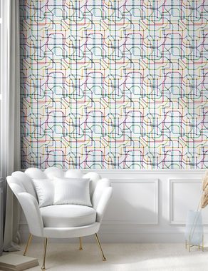 Abakuhaus Vinyltapete selbstklebendes Wohnzimmer Küchenakzent, Karte Bunte Linien U-Schema