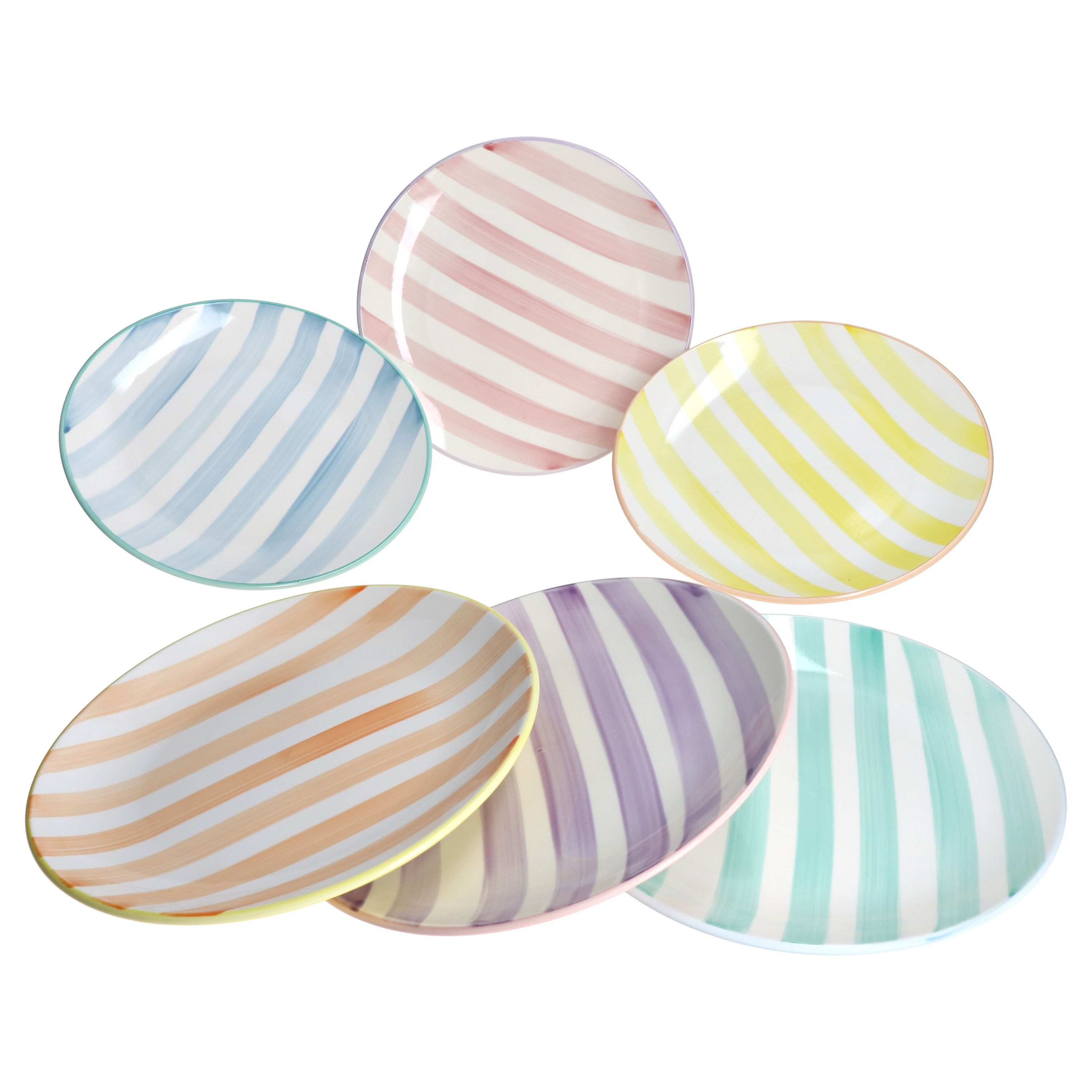 MamboCat Speiseteller Beach Pastello Stripes 6er Set Speiseteller Ø26,6cm Steingut pastell