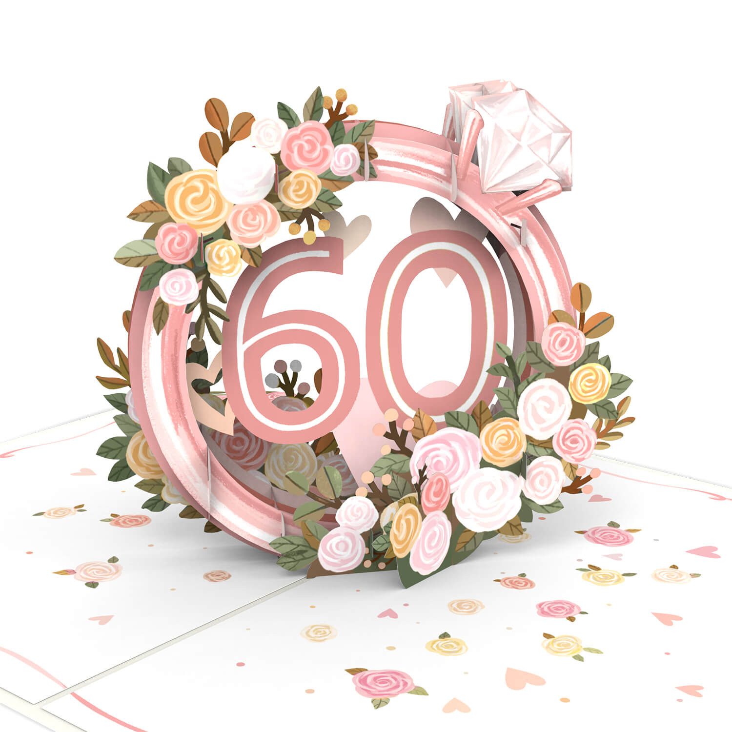 papercrush Glückwunschkarte Diamanthochzeit Pop-Up Karte, Diamantene Hochzeit, 60 Jahre Jubiläum, Handgemacht