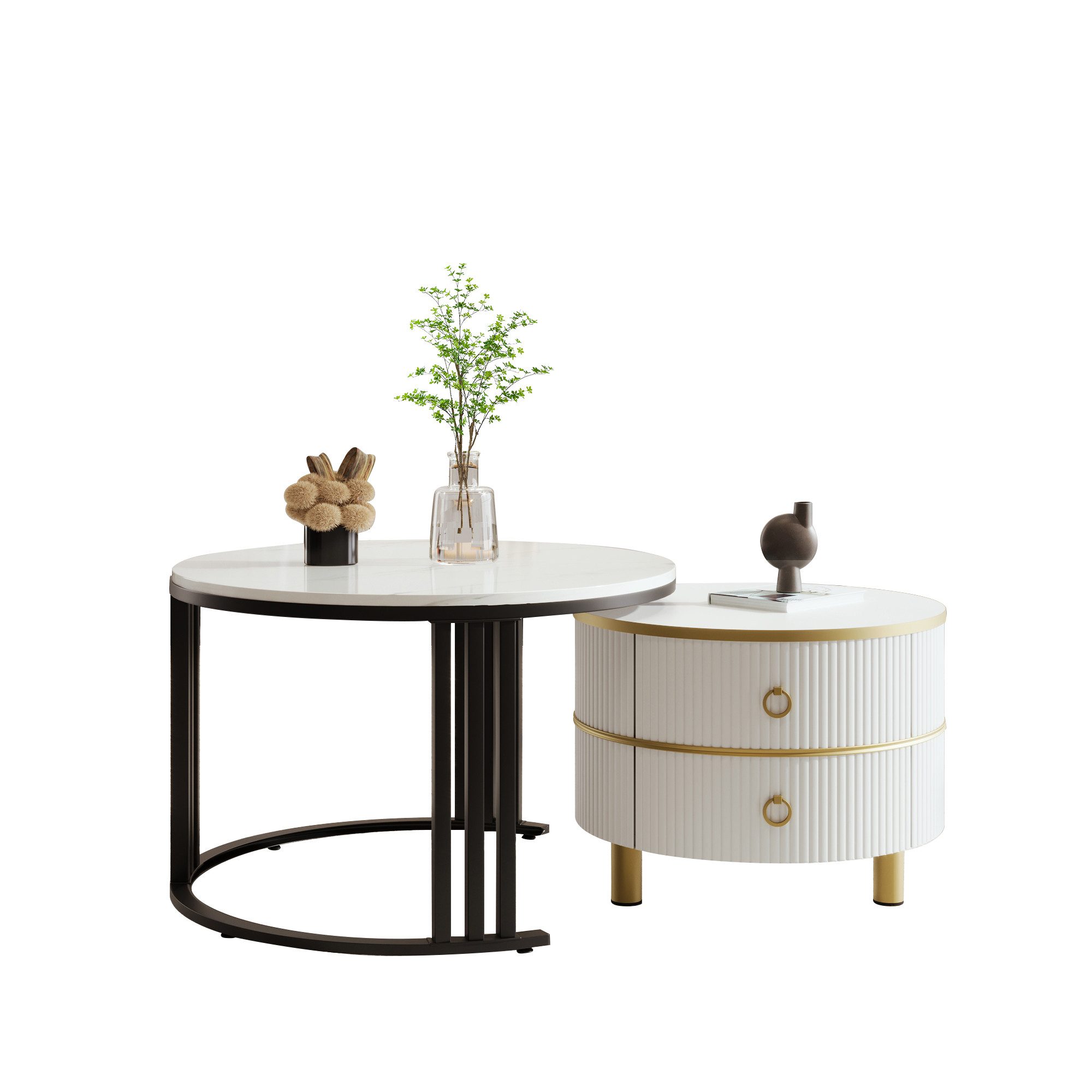 OKWISH Couchtisch 2-in-1 runder Couchtisch (Beistelltisch günstig online kaufen