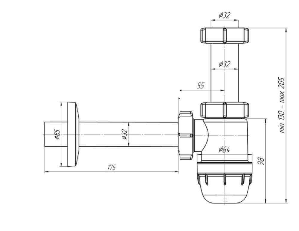Planetmöbel Ablaufgarnitur Siphon aus Kunststoff Weiß günstig online kaufen