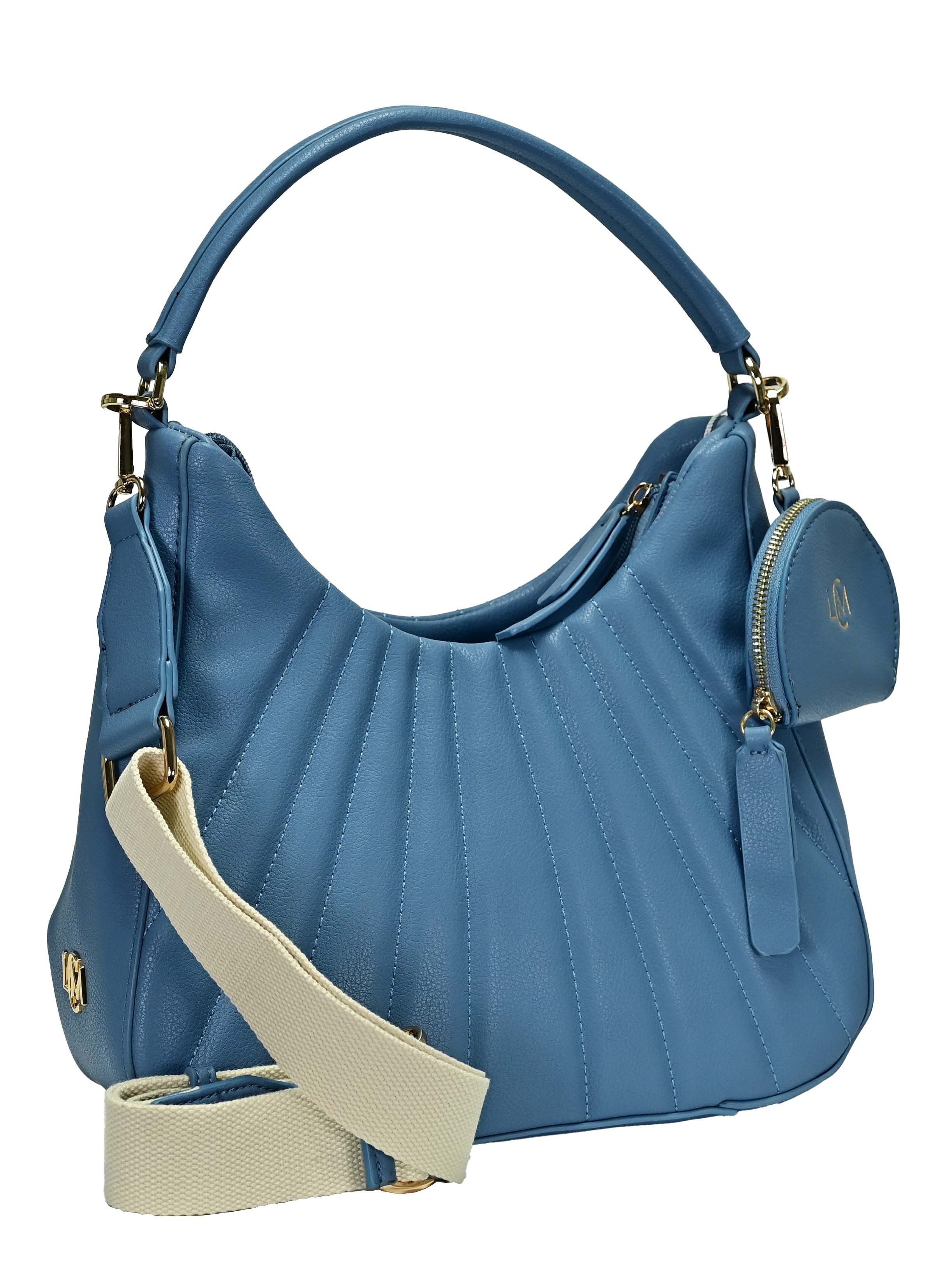 L. CREDI Schultertasche L.CREDI Hobo-Bag MELODY Damen-Umhängetasche jeansblue