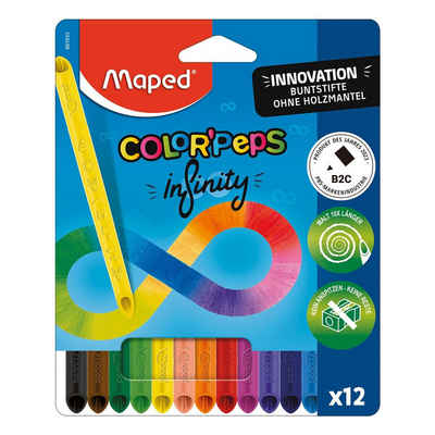 MAPED Buntstift Color peps Infinity, (12-tlg), selbstanspitzend, ohne Holzmantel