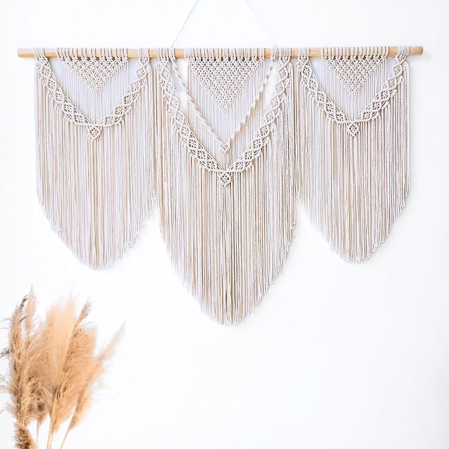 DOPWii Wanddekoobjekt Makramee-Wandbehang–Boho-Wandteppich,Wanddekoration–109x81cm