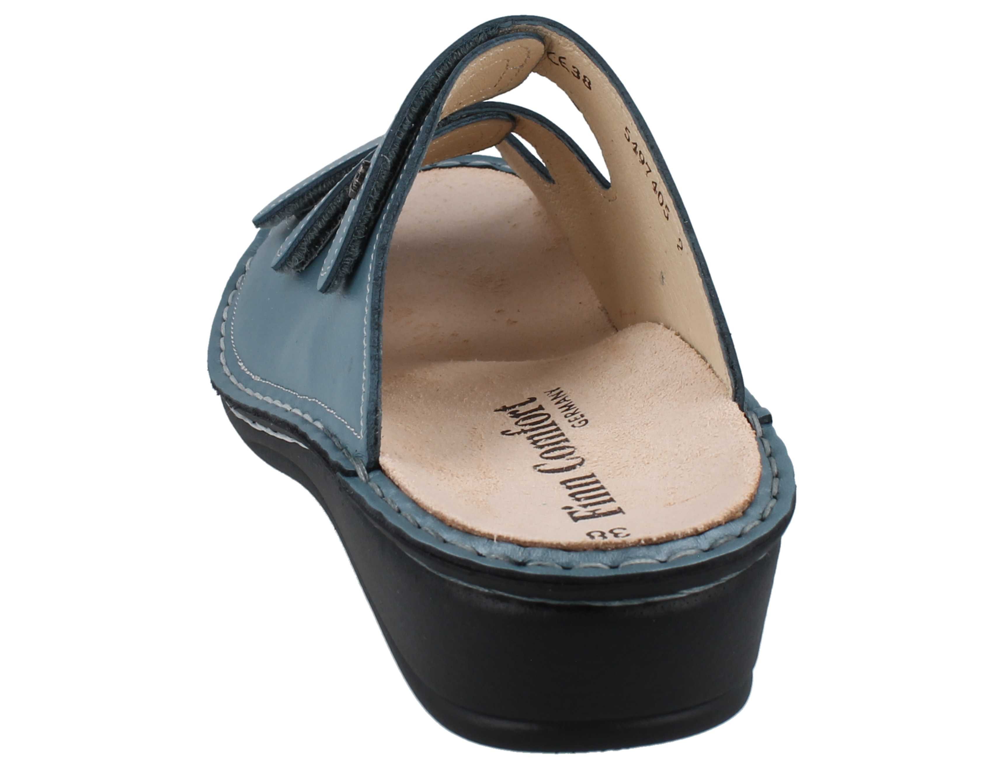 Finn Comfort FINN COMFORT Pisa Damen Pantolette metallic blau Glattleder - Größe: Pantolette Wechselfußbett