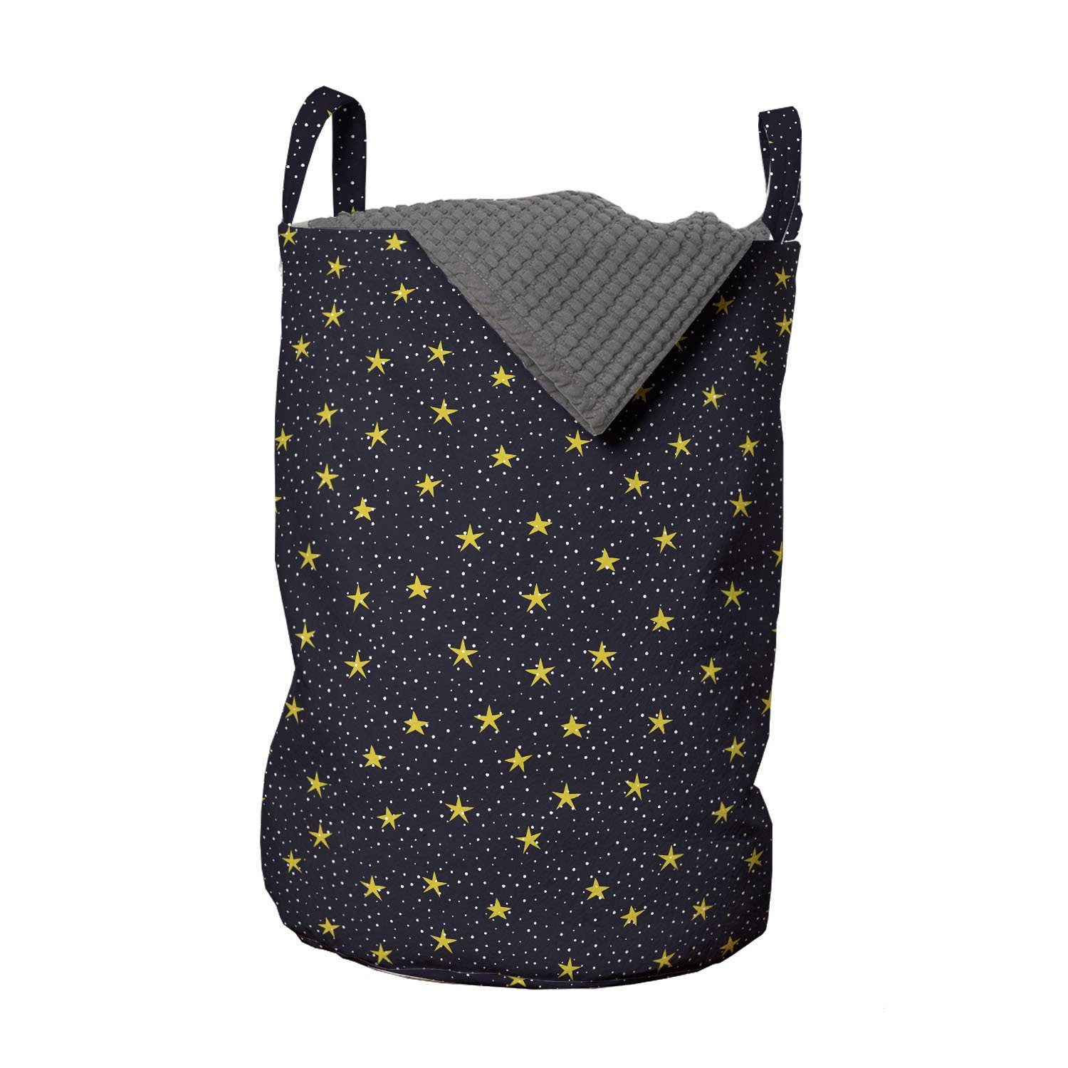 Wäschesäckchen Waschsalons, Griffen Kordelzugverschluss Gelber Punkte mit Stern für Wäschekorb Nachthimmel Abakuhaus und