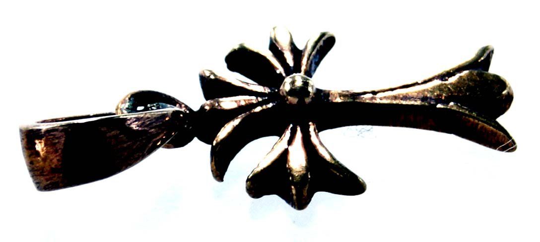 Kiss of Leather Kettenanhänger Bronze Kreuz verspieltes Anhänger Mittelalter Design Cross