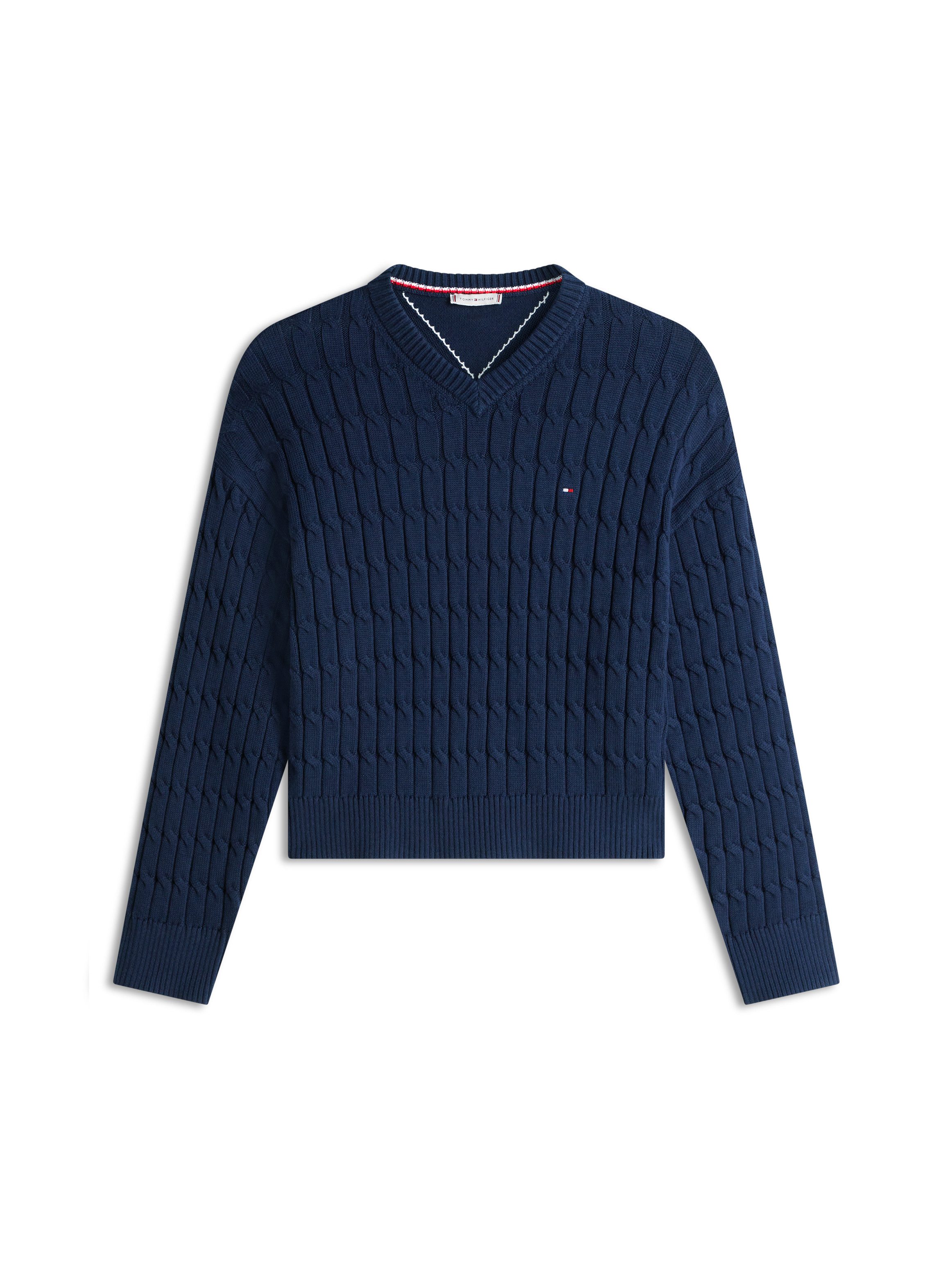 Strickpullover CO CABLE MID GG RLX LS V-NK SWT