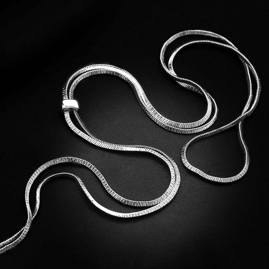YANN Charm-Kette Lange Damen-Halskette mit Pullover und Schlangenknochenkette, Verstellbare Verlängerungskette silber