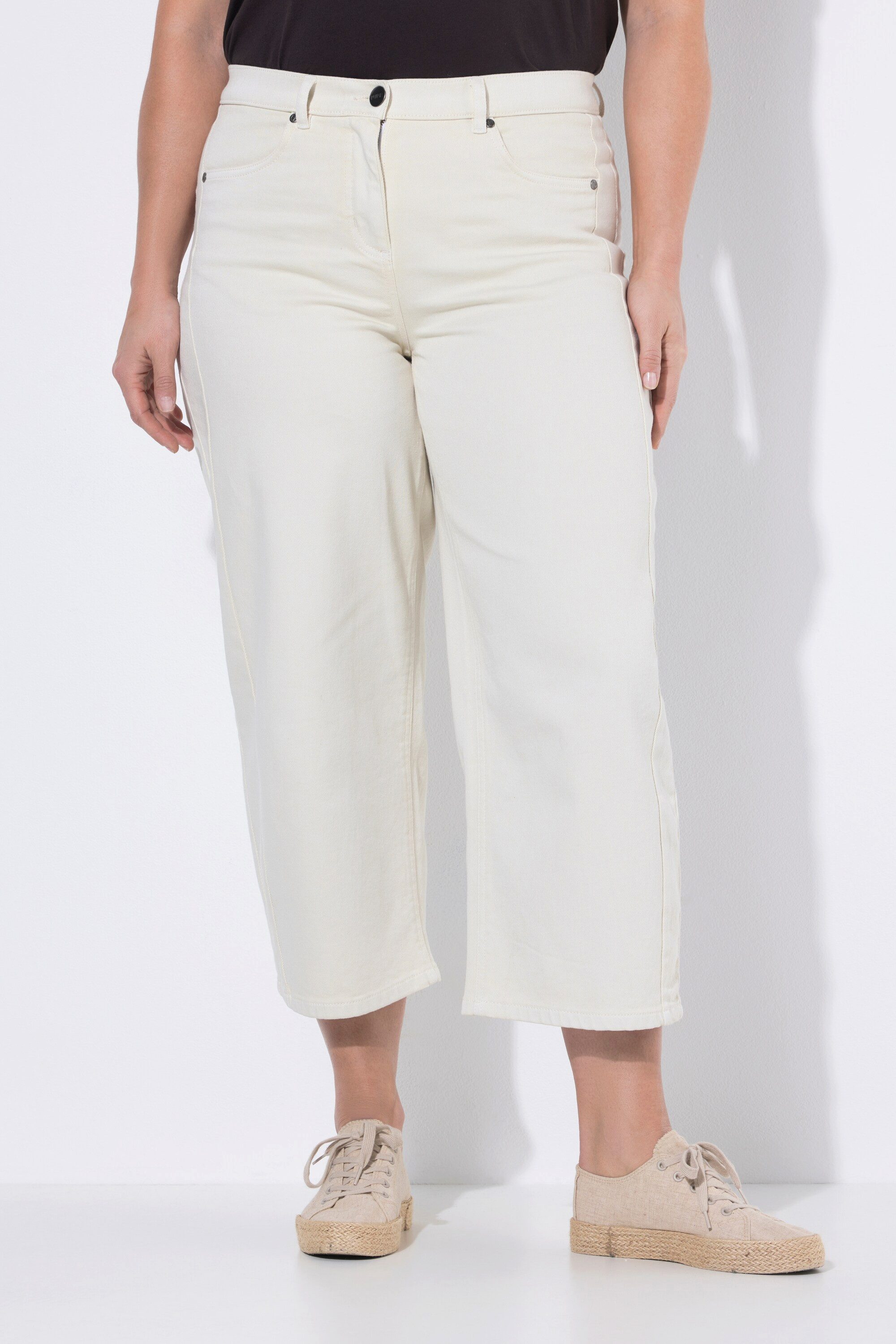 Ulla Popken Regular-fit-Jeans Barrel-Jeans weites Bein Komfortbund Biobaumwolle