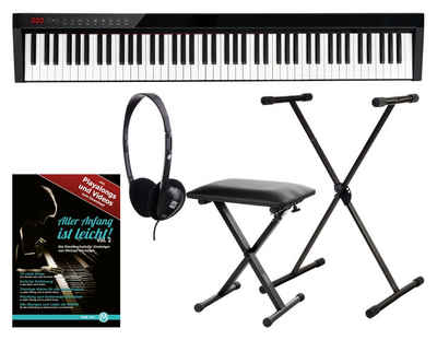 FunKey Home Keyboard SP-588 Easy-Piano - 88 Tasten-Keyboard Anschlagdynamik, (Spar-Set, 5 tlg., inkl. Tasche, Sustain-Pedal, Ständer, Headset & Hocker), USB-MIDI, Bluetooth-MIDI und Bluetooth-Audio