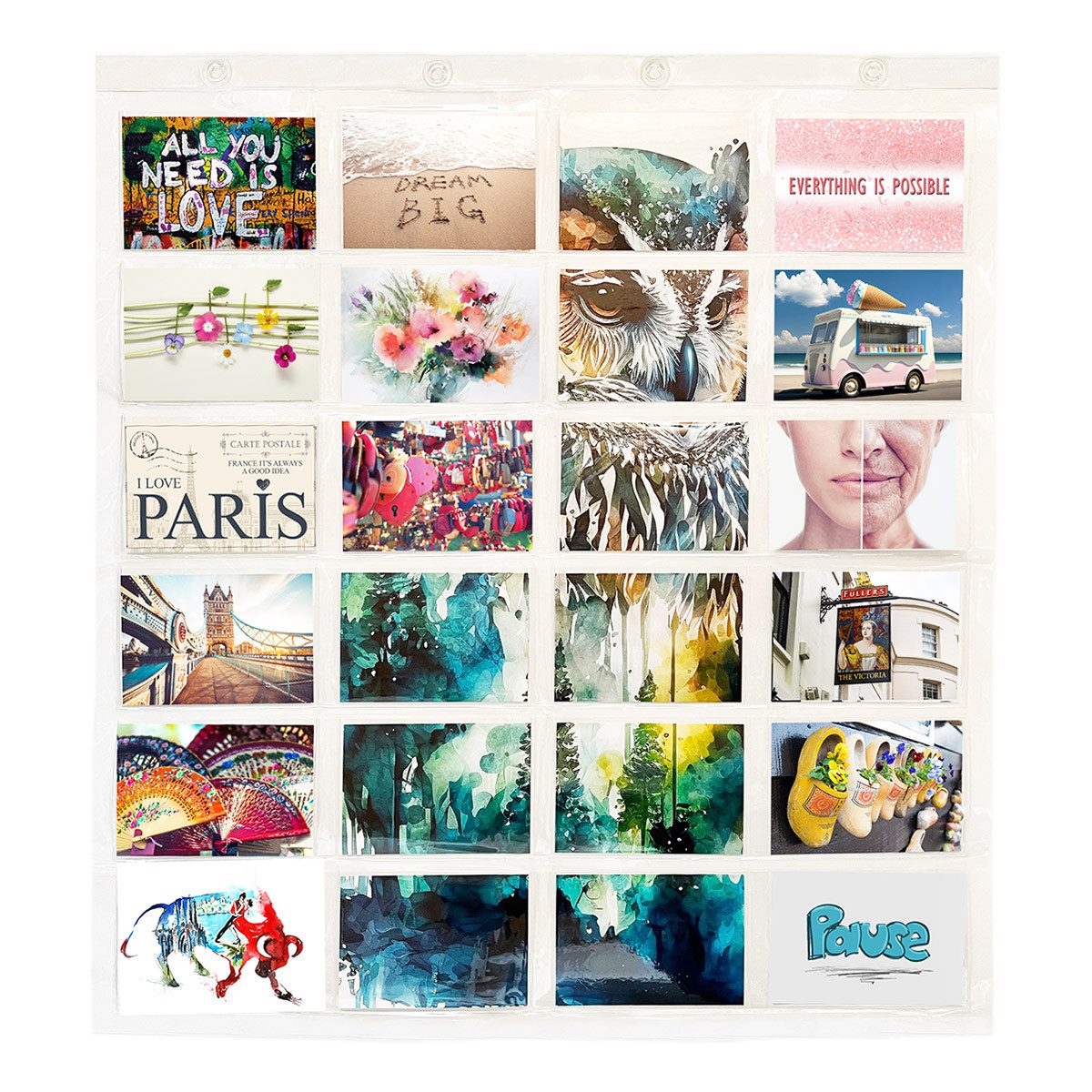 trendfinding Bilderrahmen Collage Fotovorhang mit Ösen für 24 Fotos im Quer günstig online kaufen